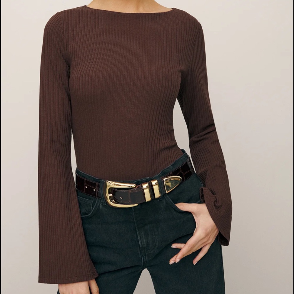 Reformation Miller Knit Top Brown - Size S